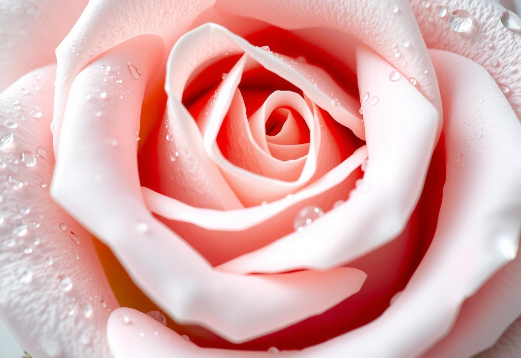 Dew drops, soft floral, elegant, symbolizing women's skincare